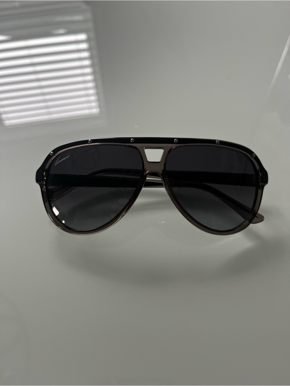 Gucci Grey Aviator Sunglasses with Case